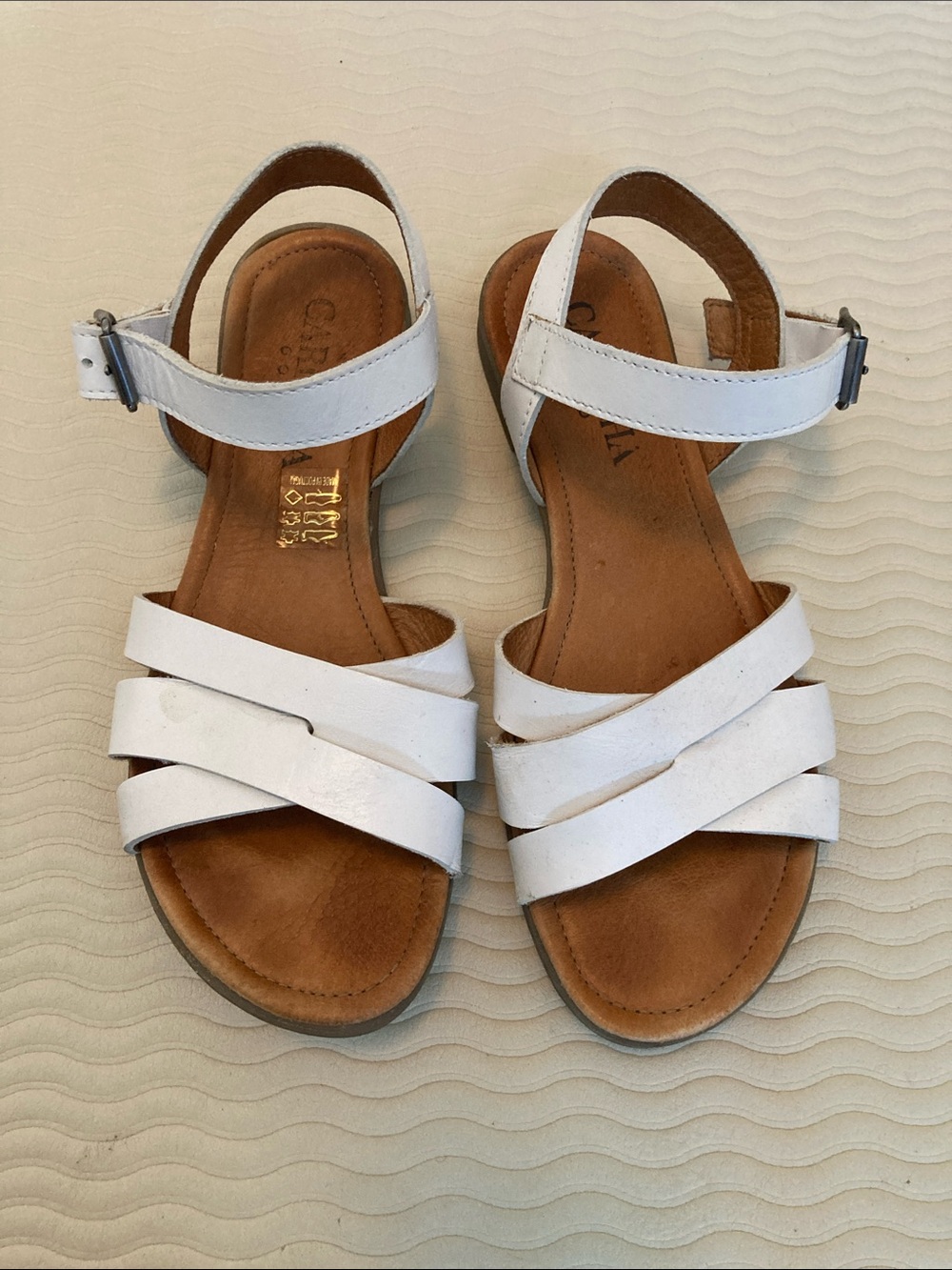White Leather Strappy Women’s Sandals - Comfort Footbed